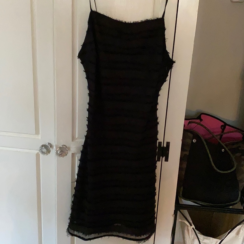 Strappy tiered black dress